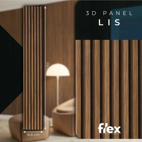 3D Lisa, 3D falpanel, Fa Mintás, Végteleníthető, 24mm vastag, 16cmx290cm - Image 3