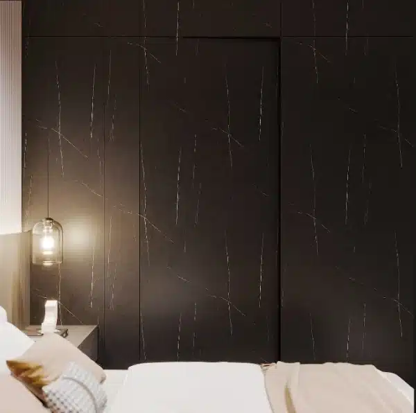 MATTE NERO FALPANEL, MATT HATÁSÚ FEKETE SZÍNŰ FALPANEL, MÁRVÁNYMINTÁS FALPANEL, 5MM VASTAG, 110CMX280CM - Image 2