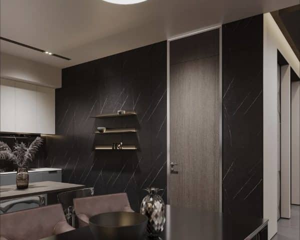 MATTE NERO FALPANEL, MATT HATÁSÚ FEKETE SZÍNŰ FALPANEL, MÁRVÁNYMINTÁS FALPANEL, 5MM VASTAG, 110CMX280CM