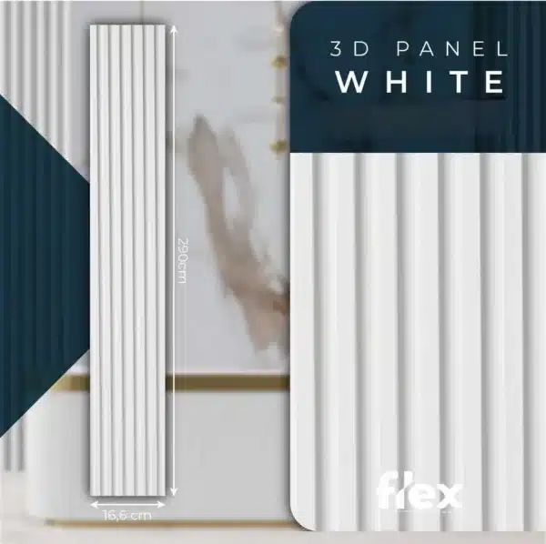 3D White, 3D falpanel, Fa Mintás, Végteleníthető, 24mm vastag, 16cmx290cm - Image 2