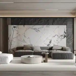 Matte Calacatta Black Falpanel, Márvány mintás Falpanel, Végteleníthető, 5mm Vastag, 110cmx280cm