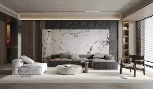 Matte Calacatta Black Falpanel, Márvány mintás Falpanel, Végteleníthető, 5mm Vastag, 110cmx280cm - Image 3