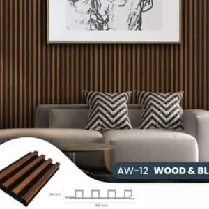 3D Wood and Black, 3D falpanel, Fa Mintás, Végteleníthető, 24mm vastag, 16cmx290cm
