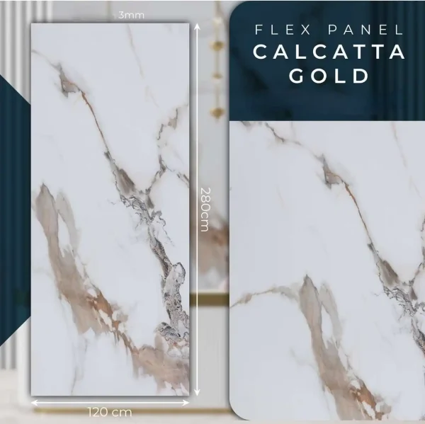 Calacatta Gold, Falpanel, Márvány mintás, 3mm vastag, 122x280cm - Image 2