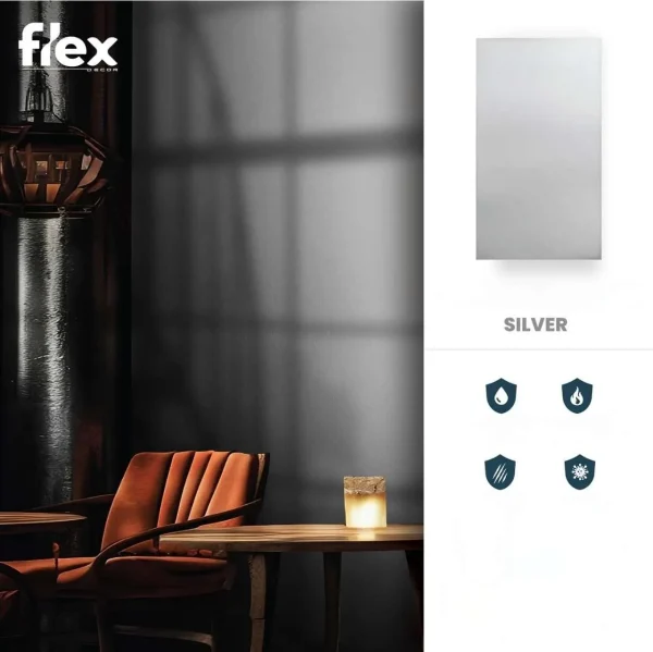 Aluminium Silver, Falpanel, Fém Mintás Végteleníthető, 5mm vastag, 110x280cm