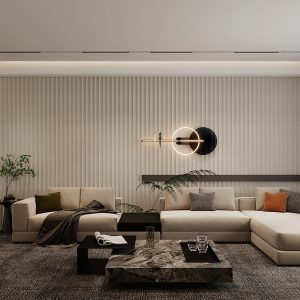 Gray Textile Íves Lamellás Falpanel, 3D Falpanel, Végtelenítheő, 15mm vastag, 7cmX300cm