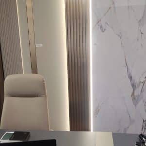 3D Alumínium Champagne Lamellás Falpanel, 3D Falpanel, Végteleníthető, 24mm vastag, 17cmX300cm